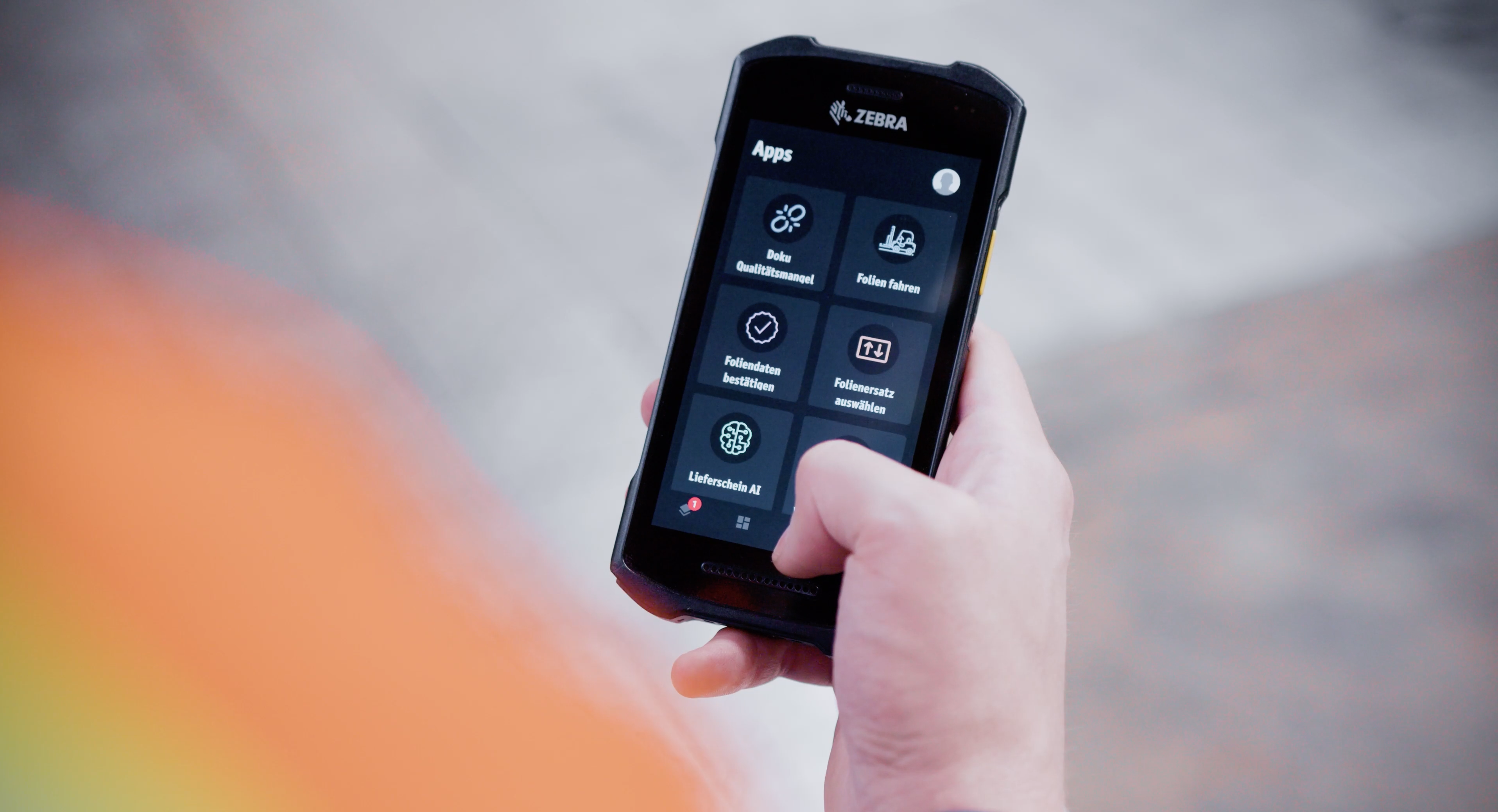 Image of someone accessing the Workerbase platform on a Zebra mobile device