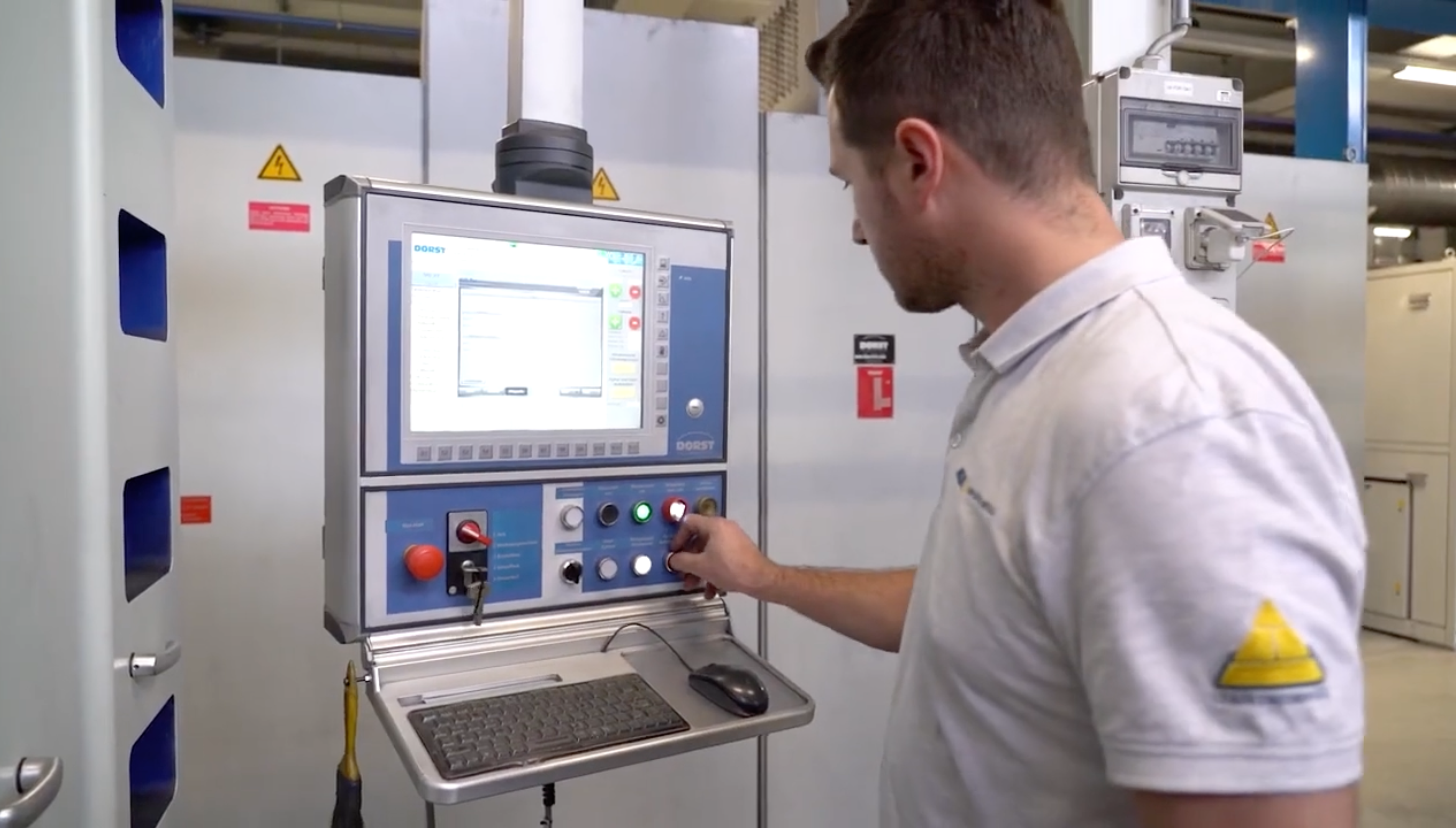 Worker using screen